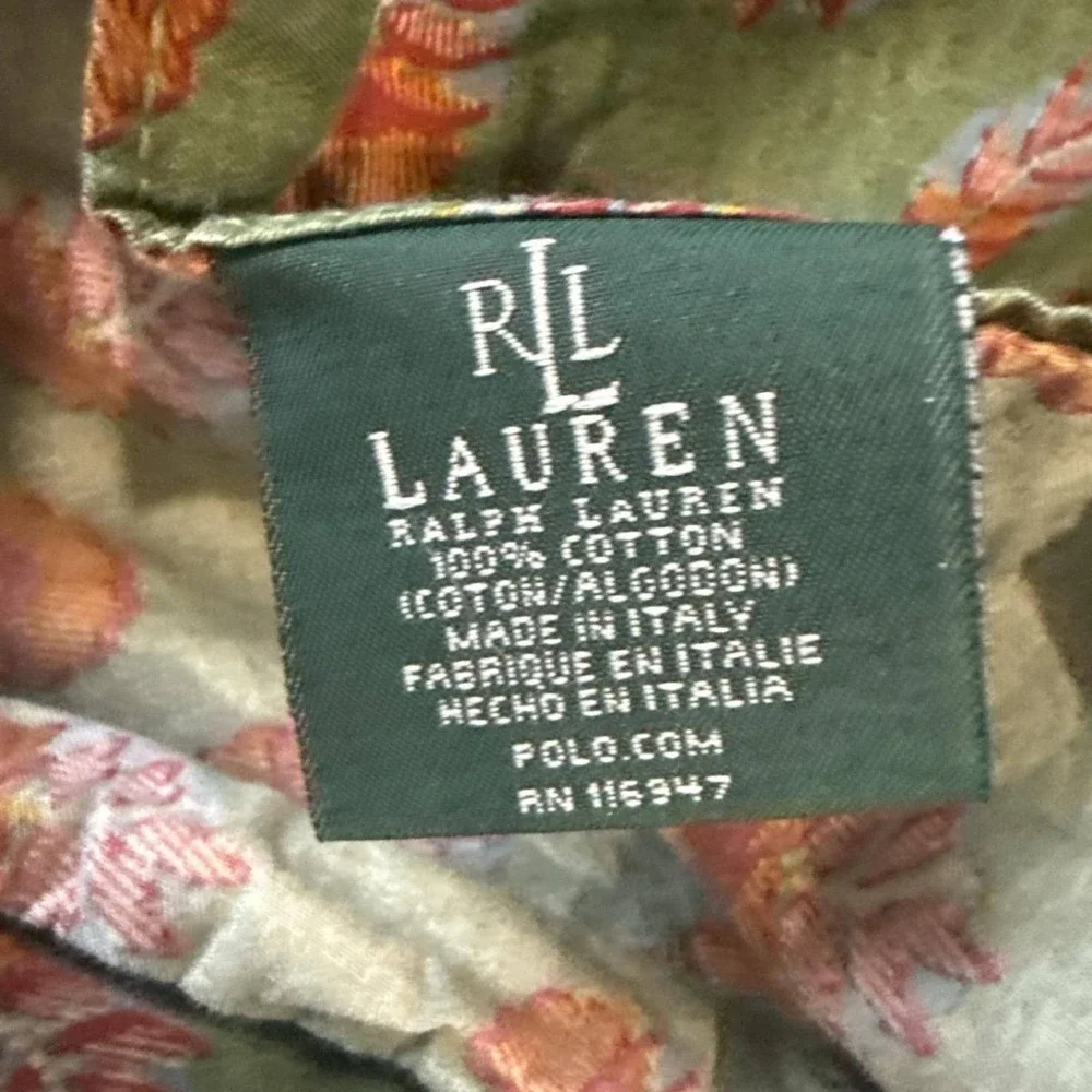 RARE Vintage Ralph Lauren Village Mews Terrace‎ Border Green Flat Sheet KING